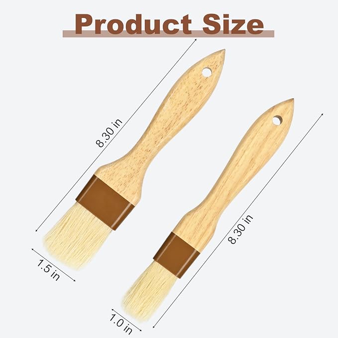 4 pcs Pastry Brush, Natural Bristle Basting Brush for Cooking and Baking, Premium BBQ Brushes for Butter, Oil, Egg, Sauce, Turkey, Marinade and Kitchen Food by SFIUYLB