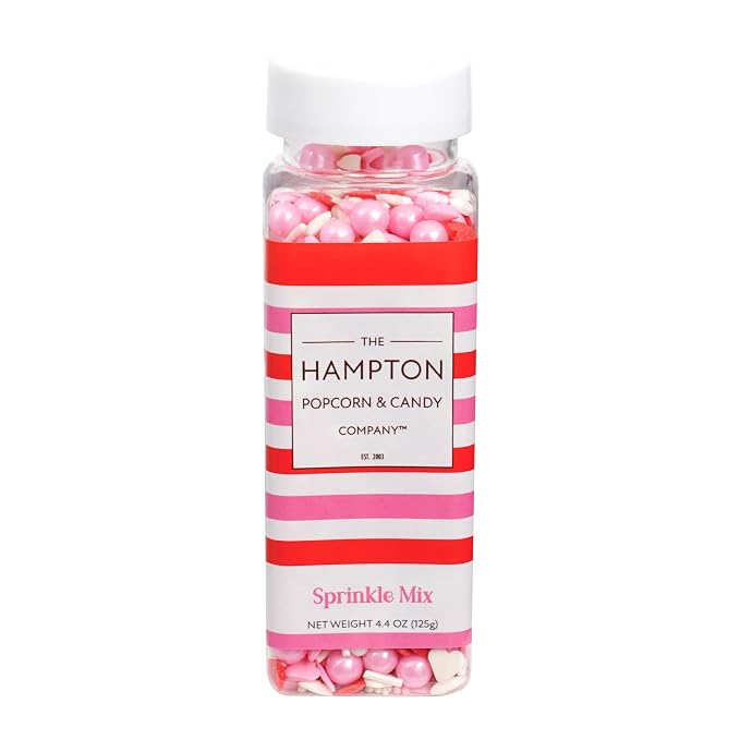 Hearts & Pearls Red, White and Pink Sprinkle Mix 4.4 oz, Valentines Sprinkles For Cake Decorating, Baking, Ice Cream & More, The Hampton Candy Company