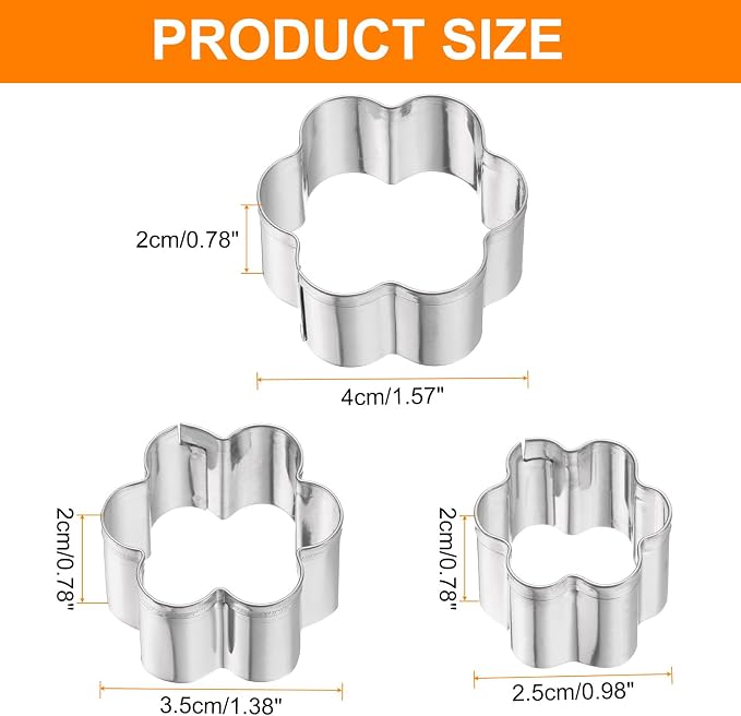 HARFINGTON 3Pcs Flower Cookie Cutters Set Assorted Sizes Stainless Steel Holiday Cookie Cutters Biscuit Mould for Pastry Fondant Cake Cookie