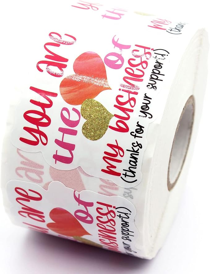 You are The Love of My Business Stickers,Thank You Sticker for Small Business Mail Envelopes Shipping Package Packing 500 Labels Per Roll