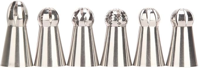 Russian Piping Tips - Professional Sphere Nozzles for Cake Decorating, Set of 6