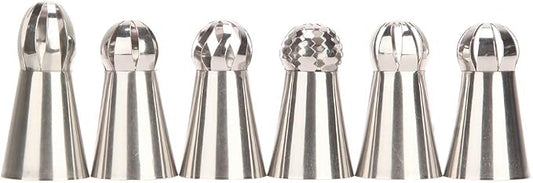 Russian Piping Tips - Professional Sphere Nozzles for Cake Decorating, Set of 6