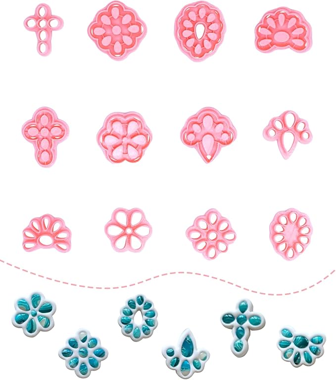 UCEC 12pcs Geometric Polymer Clay Cutters Set – Multi Shape Clay Molds for Earrings Jewelry & Crafts, PLA Clay Earring Cutters, Geometric Clay Tools for Pendants, Cookies & DIY Projects