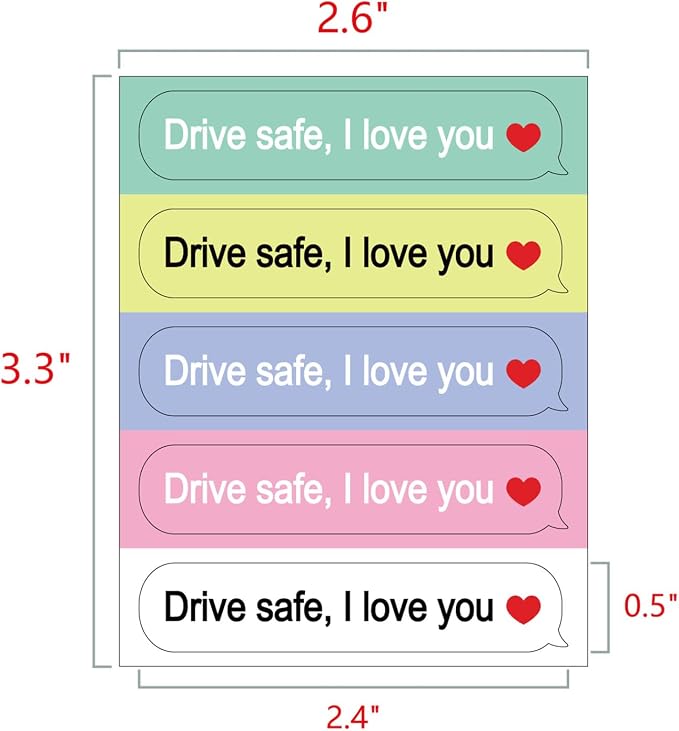 5 x Drive Safe I Love You Car Mirror Decal Colorful Stickers for Cars Rearview Mirror Decal for Women Cute Decals Vinyl Affirmation Stickers for Window, Mirror, Tumbler, and Water Bottle