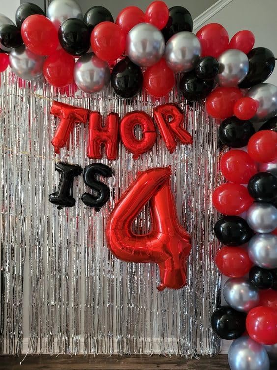 Red Number 4 Balloon 40 Inch, 4th Birthday Party Decorations for Children, Giant 4 Foil Balloon for Party Supplies