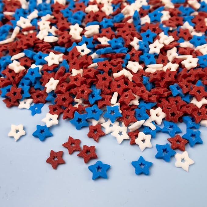 Oasis Supply Patriotic Sprinkle Mix – Red White & Blue Edible 4th of July Cake & Cupcake Decorations with Stars, Jimmies & Sugar Pearls – Independence Day & Memorial Day Party Dessert Toppings (Red, White & Blue Stars)