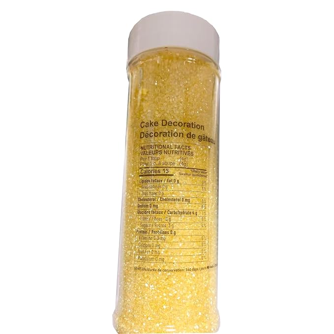 Sentovac Yellow Sanding Sugar for Baking Edible Sparkling Coarse Sugar Crystals Sprinkles for Baking Topping Cake Cookie Cupcake Topper Ice Cream Decoration Supplies 3.2 OZ
