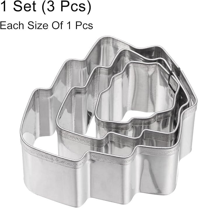 HARFINGTON 3Pcs Christmas Tree Cookie Cutters Set Assorted Sizes Stainless Steel Christmas Winter Holiday Cookie Cutters for Pastry Fondant Cake Cookie