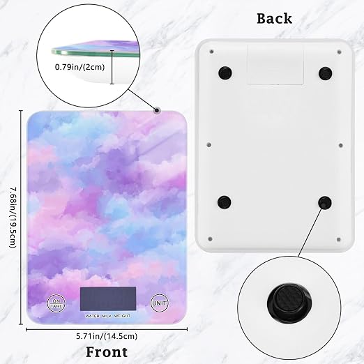 Food Scale Kitchen Scale Food Weight Scales Digital Weight Grams and Ounces Small Electronic Food Scale for Baking Cooking Pink Purple Blue Gradient