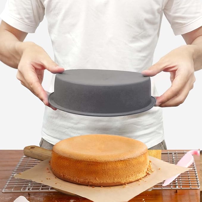 4 Pack Silicone Cake Pans 5 Inch Round, Nonstick Small Cake Mold Set | KEYFIVE Easy Release 5" x 2" Bakeware for Smash Cake, Mini Layer Cakes, Birthday, Air Fryer, Oven, Microwave (Grey)