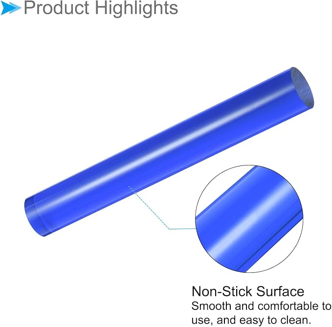 Acrylic Clay Roller, 7.28 Inch Length 1 Inch Dia., Acrylic Non-Stick Rolling Pin Roller Blue - (Applications: for Shaping Sculpting)