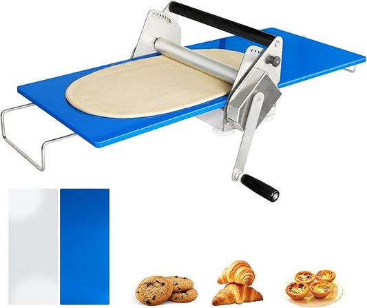 Compact Dough Sheeter Machine (12") - Dough Roller Machine with 2 Boards, 0.2-17.5mm Thickness Adjustable, Stainless Steel for Pizza, Puff Pastry Dough, Croissant - Home & Commercial Baking 5i10