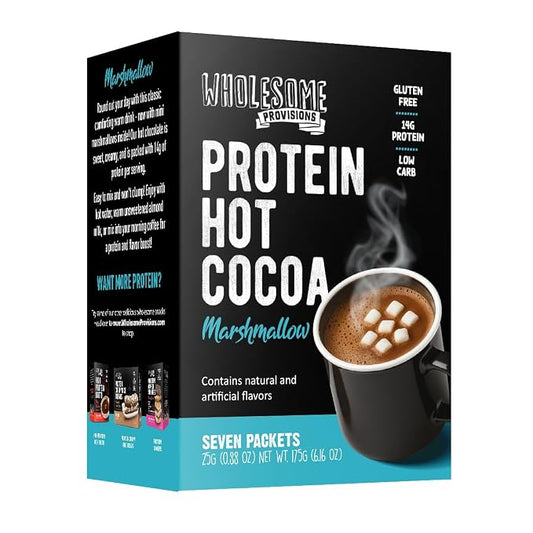 Protein Hot Chocolate, Keto Hot Chocolate Mix, Low Carb Hot Cocoa, 15g Protein, 2g Net Carbs, Low in Sugar, Instant Hot Coco, 7 Individual Macro-Controlled Packages (Marshmallow, 1 Pack)