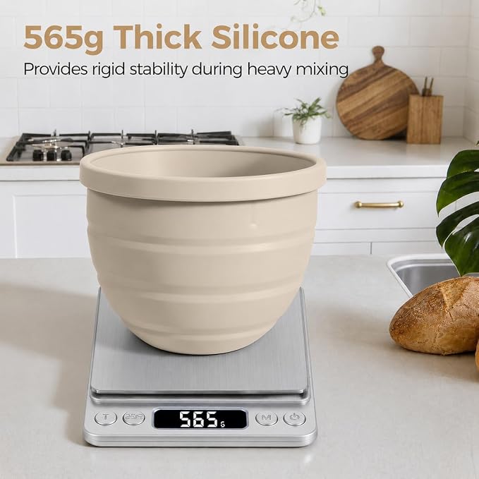 Forenee 5Qt Silicone Bowl Liners for KitchenAid Tilt-Head Stand Mixer | 3-Pack Collapsible kitchen aide bowl liners with Lids, Non-Stick, Space-Saving Baking Prep Inserts
