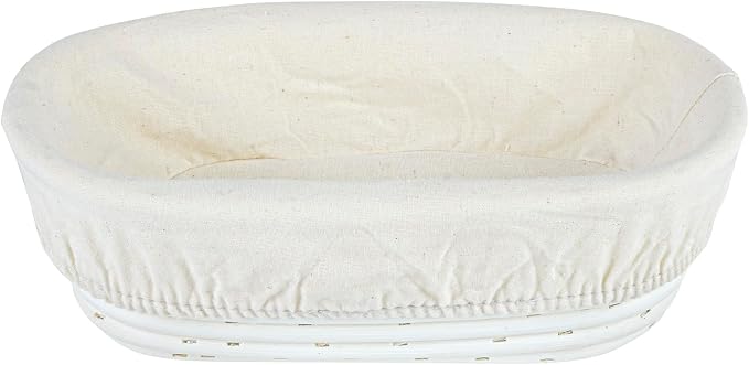 Restaurantware Bread Proofing Baskets 9 Inch Oval Pack of 10 Rattan Dough Fermentation Baskets With Cotton Liners, Oval Banneton Bread Rising Bowls For Home, Commercial, Artisanal Baking