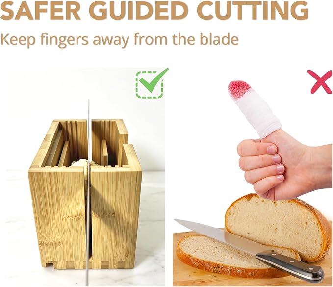 Bagel Slicer Holder, Adjustable Bagel Slicers Cutter with 7 Width Settings | Large Bagel Slicer for Large and Small Bagels, Safe Bagel Cutter Slicer Easy-Clean, Bamboo Bagel Cutter with Non-Slip Base