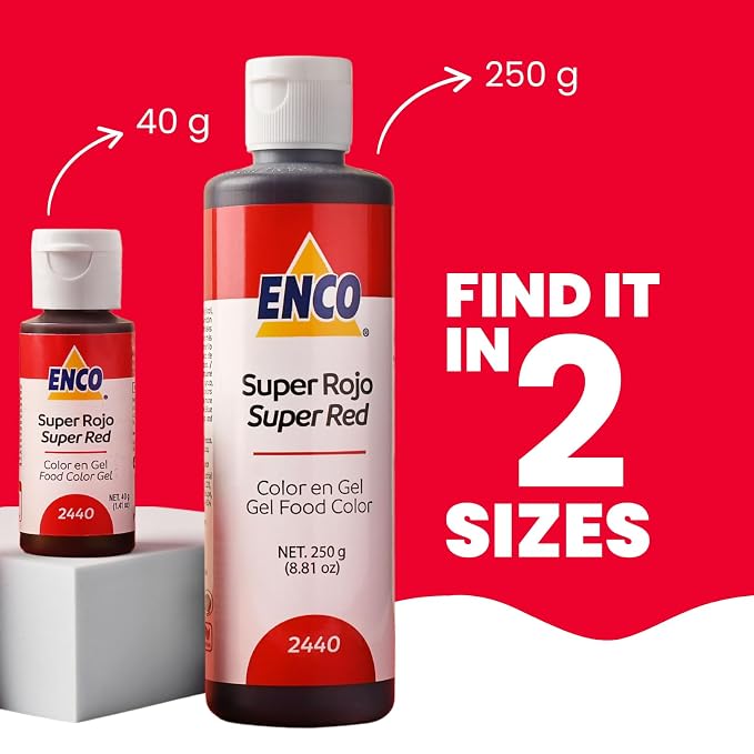 ENCO Food Coloring Gel Super Red 1.41 oz (40g) Concentrated, Vegan