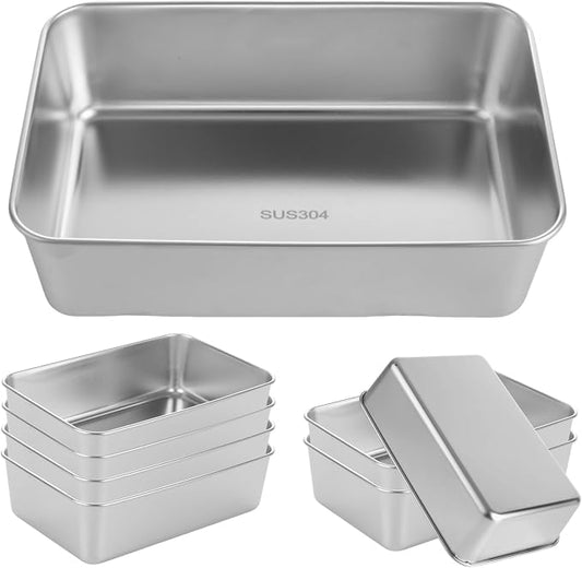 AKOLAFE 8 Pack Stainless Steel Loaf Pan 8.5 x 5.5 Inch Banana Bread Pan for Homemade Bread Loaf Pans for Baking Bread Tin Sourdough Bread Baking Pan Metal Sandwich Loaf Bread Pans for Meatloaf, Cake