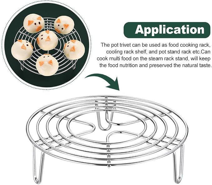 Round Steamer Rack and Cooling Rack,Stainless Steel Pot Trivet, Wire Steamer Kettle Rack Holder, Fit for Pots Cookware Pressure-Cooker Pans Up (16x4cm/6.3x1.57inch)