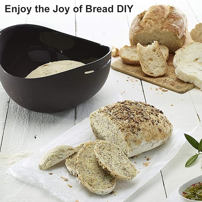 Saycker Silicone Bread Bowl,Bread Maker Mold for Baking Bread,Flexible Soft Loaf Pan for Homemade Bread Sourdough,Bakeware Tool for Baking,Easy to Mix,Proof and Bake