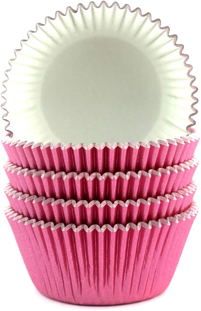 Foil Cupcake Liners Valentine's Day Standard Baking Cups 100 Pcs (Pink)