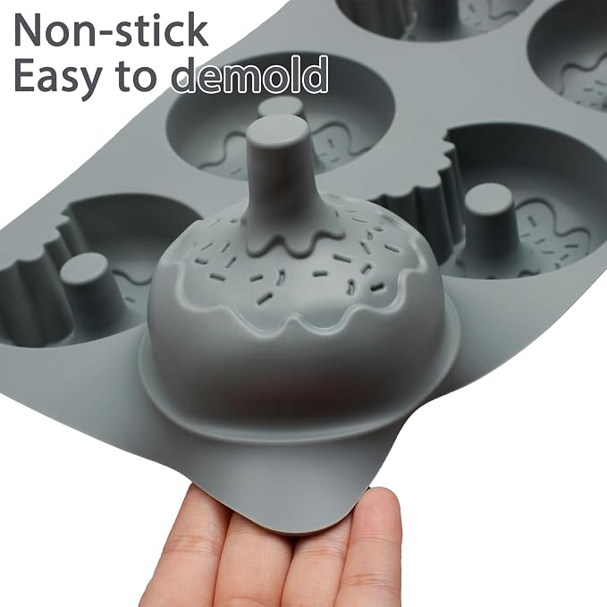 Silicone Donut Molds, 6-Cavity Nonstick Donut Baking Pan for Donuts, Bagels, Cake, Biscuit, Muffin, Cornbread, Brownie, Mousse