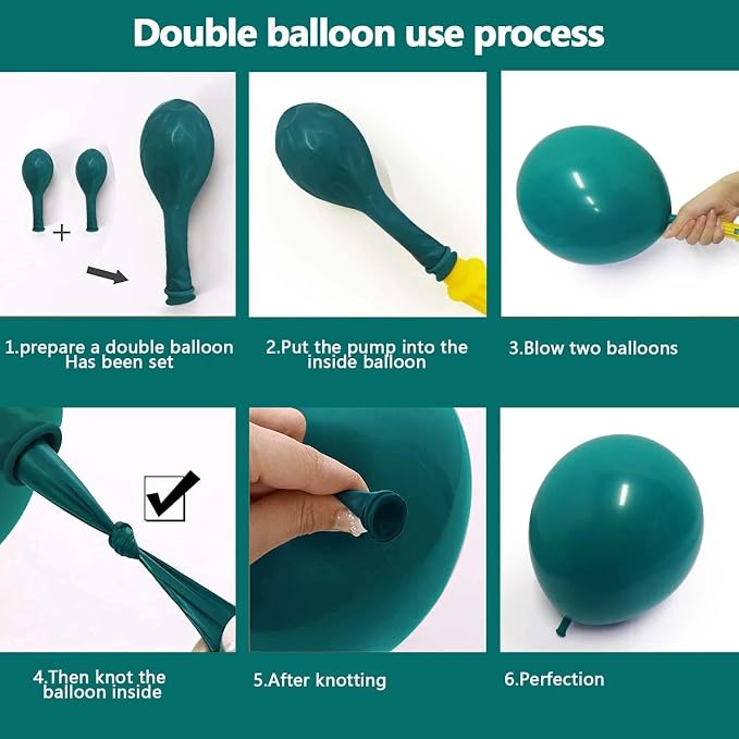 Teal Balloon Garland Arch Kit Double Stuffed, Dark Turquoise Teal-Green Aqua Balloon Different Sizes 18/12/5 Inch for Baby Shower Birthday Wedding Bridal Summer New Year Party Decoration