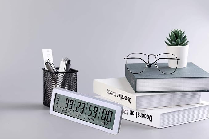 Digital 999 Days Countdown Clock Timer Magnetic Backing for Vacation Retirement Wedding Lab Kitchen Project Meeting(White)