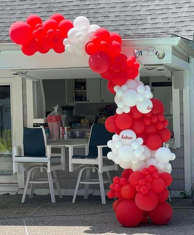 Red and White Balloon Garland Arch kit 153pcs with Star - 22 18 12 10 5in Different Size Red White Confetti Latex Balloons for Christmas Wedding Valentine's Day Birthday Party Decorations