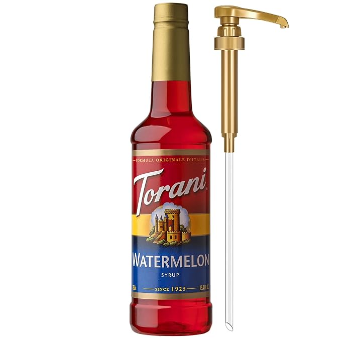Torani Watermelon Syrup for Drinks, Flavoring for Sodas and Cocktails, Pump Included, 25.4 Oz