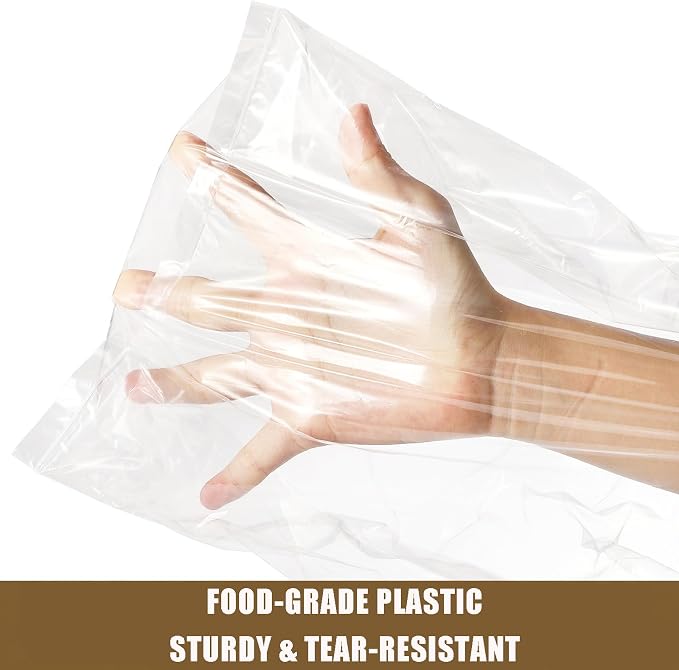 Nicunom 300 Pack Clear Bread Bags with Ties,18x4x8 Inches Plastic Bread Bag Bulk Sourdough Bags Reusable Breads Loaf Packing Bags for Homemade Breads and Bakery Use