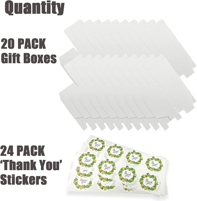 5x5x5 White Gift Boxes 20 Pack, Small Square Foldable Present Boxes with Lids for Birthday, Wedding, Christmas, Mug, Bridesmaid Gifts, Easy to Assemble, Includes 24 Thank You Stickers