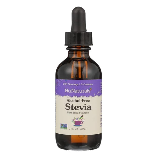 NuNaturals Liquid Stevia, Sugar-Free Sweetener, Plant-Based Sugar Substitute, Zero Calorie, Unflavored, Alcohol-Free, 2 oz
