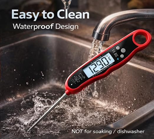 Digital Instant Read Meat Thermometer for Cooking, Fast Accurate Food Thermometer with Backlit Display and Stainless Steel Probe, Perfect for BBQ, Grill, Kitchen, Steak, Turkey, Chicken, and Baking