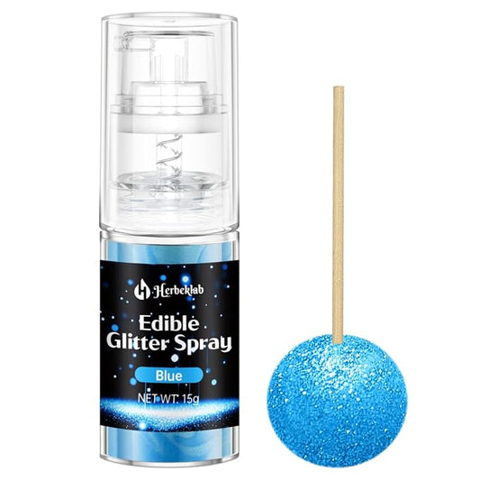 Blue Edible Glitter Spray - 15g Food Grade Blue Luster Dust Shimmer Powder Spray for Cakes, Cookies, Chocolate, Strawberries, Drinks & Cocktails
