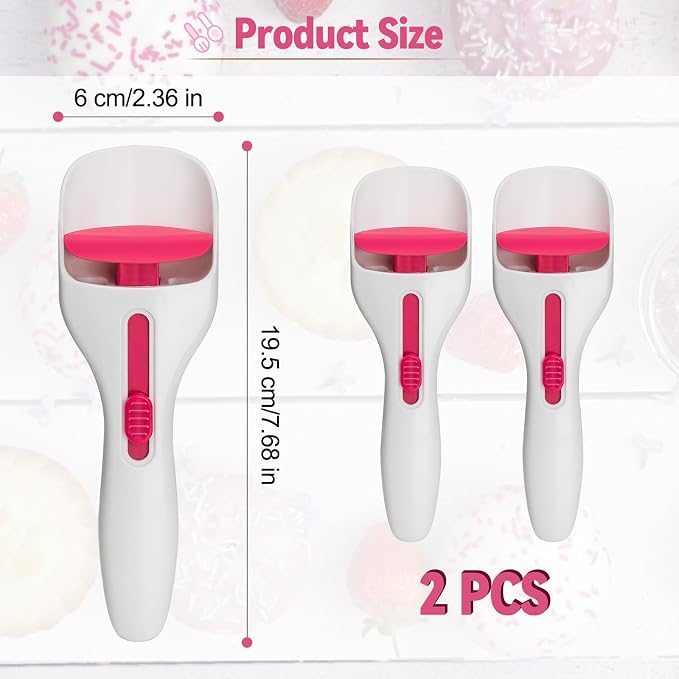 2PCS Cupcake Batter Scoop, One Click Sliding Button Cake Cream Spatulas for Elegant Baking, Pastry & Cake Decorating, ABS and TPE Material