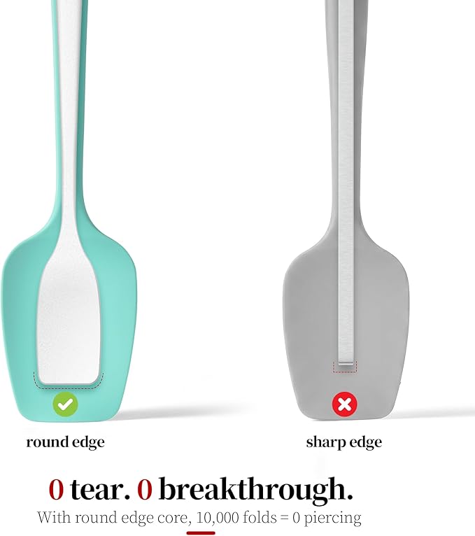 600ºF Heat Resistant Silicone Spoon Spatula for Cooking, Aqua Sky | High Heat Food Safe Seamless Kitchen Spoonula Scraper for Baking Mixing Scraping Stirring Egg Nonstick Cookware Pan Bowl