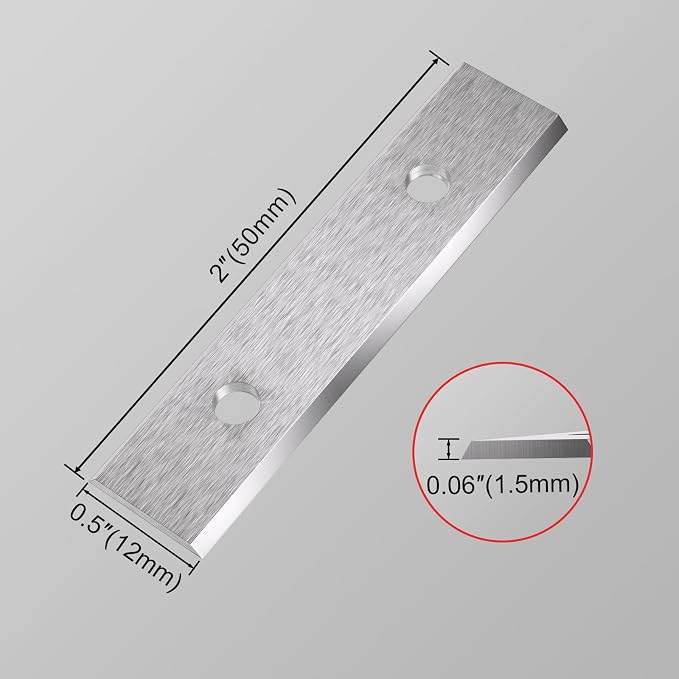 LU&MN Carbide Scraper Replacement Blades, 2" / 50×12×1.5mm Double-Edged Reversible Blades, Fits Most Handheld Paint, Glue& Grout Scrapers, 10Pieces