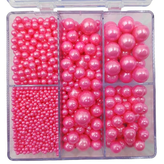 Edible Pink Pearl Sprinkles for Cake Decorating, Mixing 4 Sizes Pink Sugar Cupcake, Ice Cream, Donuts, Macaron Toppings Supplies 90g/ 3.17oz