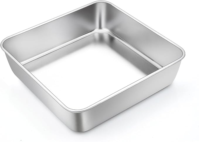 TeamFar Square Cake Pan 6 Inch, Stainless Steel Mini Square Baking Pan for Cake Brownie, Healthy & Sturdy, One Piece Design & Smooth Edge, Dishwasher Safe & Easy Clean