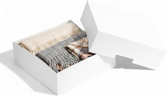 UnicoPak Gift Boxes with Lids 10 Pack 9x9x3.1 Inches | White Cardboard, Separate Lid and Base Zero Assembly, Bulk For Presents, Convenient Size Multi-Purpose Use