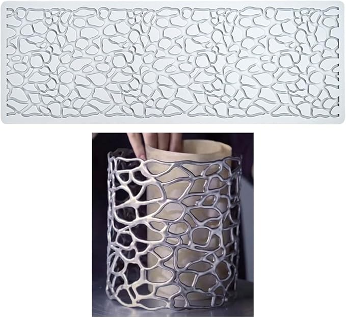 TUKE Hollow Out Irregular Pattern Lace Cake Border Cake Decorating Tool Fondant Mould Mat DIY Silicone Sugar Craft Cake Lace Mold (I_ Irregular)
