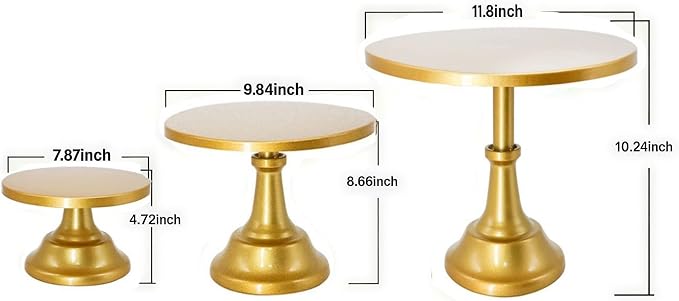 3 Pcs Metal Cake Stand Set 8/10/12 inch Dessert Table Display Perfect for Baby Shower Wedding Birthday (gold)