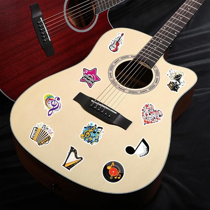 500pcs Music Stickers, Music Notes Vinyl Waterproof Stickers Musical Instruments Stickers for Water Bottles Laptops Guitars Skateboards Music Party Favors Decorations (Music)