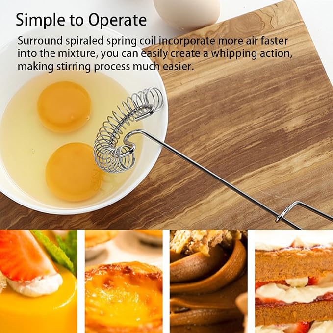 1Pc Stainless Steel Spring Coil Whisk, Handheld Spiral Wire Whipper Blender Beater, Kitchen Cooking Tools for Eggs, Cream, Sauces, Gravy, 10 inch