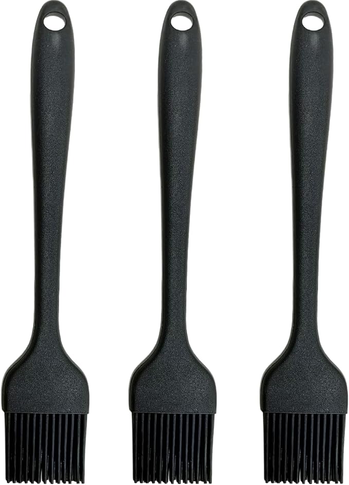 Pastry Brush For Baking,Silicone Basting Brush For Cooking,315°C Heat Resistant Food Brush for Oil & Sauce,Non-Shedding Kitchen Brushes for Butter Bread Meat Egg Wash Cake Baster(3pc Black)
