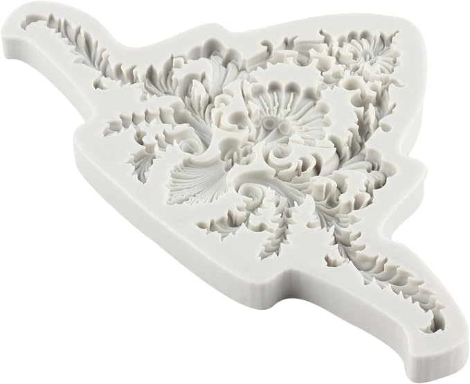 Baroque Style Fondant Mold Scroll Border Lace Silicone Molds Relief Flower Mold For Sugar Cake Decorating Cupcake Topper Gum Paste Polymer Clay