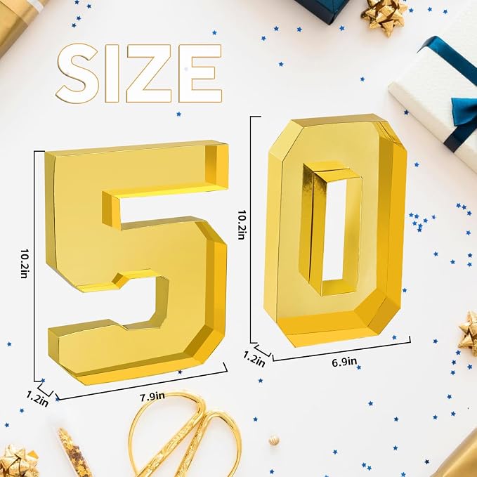 Cardboard Number for Charcuterie 50 Set Fillable Tray 10.2'' Gold Charcuterie Paper Box for 50th Birthday Anniversary Party Decorations Chocolate Candy Cupcake Container