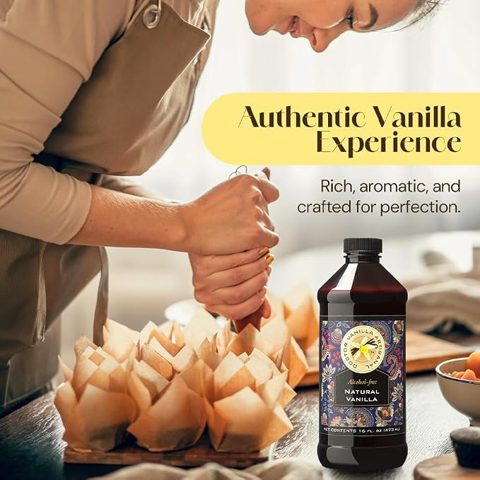 Natural Vanilla Alcohol‑Free Flavor, 16 fl oz - Madagascar Bourbon vanilla, 100% natural, sugar‑free, GMO‑free, gluten‑free, vegan, paleo, keto, kosher, and halal
