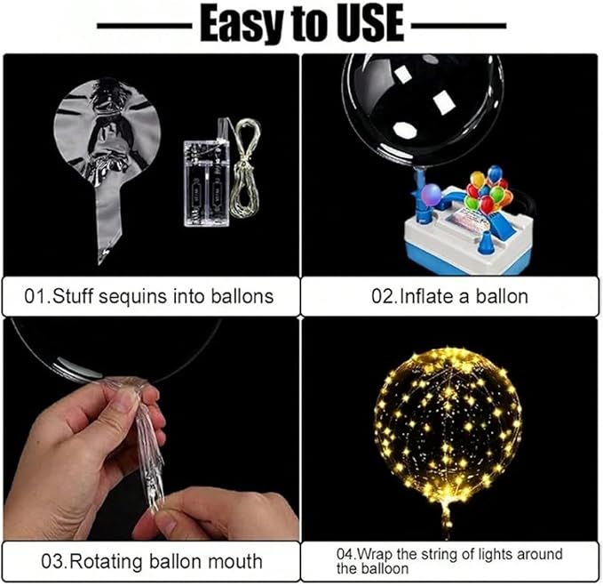 10 PACKS LED Bobo Balloons, Clear Light Up Balloons Helium,String Lights for Party Birthday Wedding Quinceanera Decorations (Warm White)